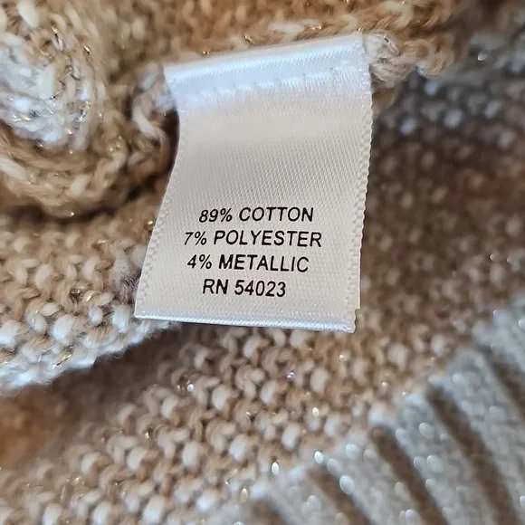 Banana Republic Cardigan Tan With Gold Weave and Gold Buttons - Picture 7 of 7